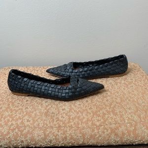 ZARA Black Woven Pointed Toe Flats
